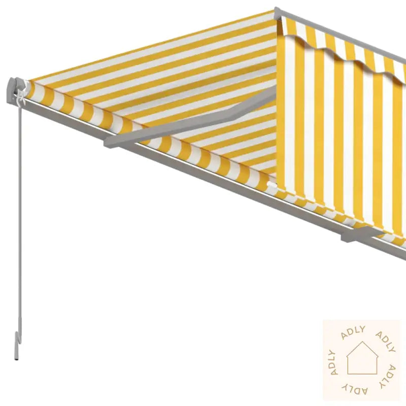 Manuell Uttrekkbar Markise Med Rullegardin 3,5X2,5 M Gul Hvit