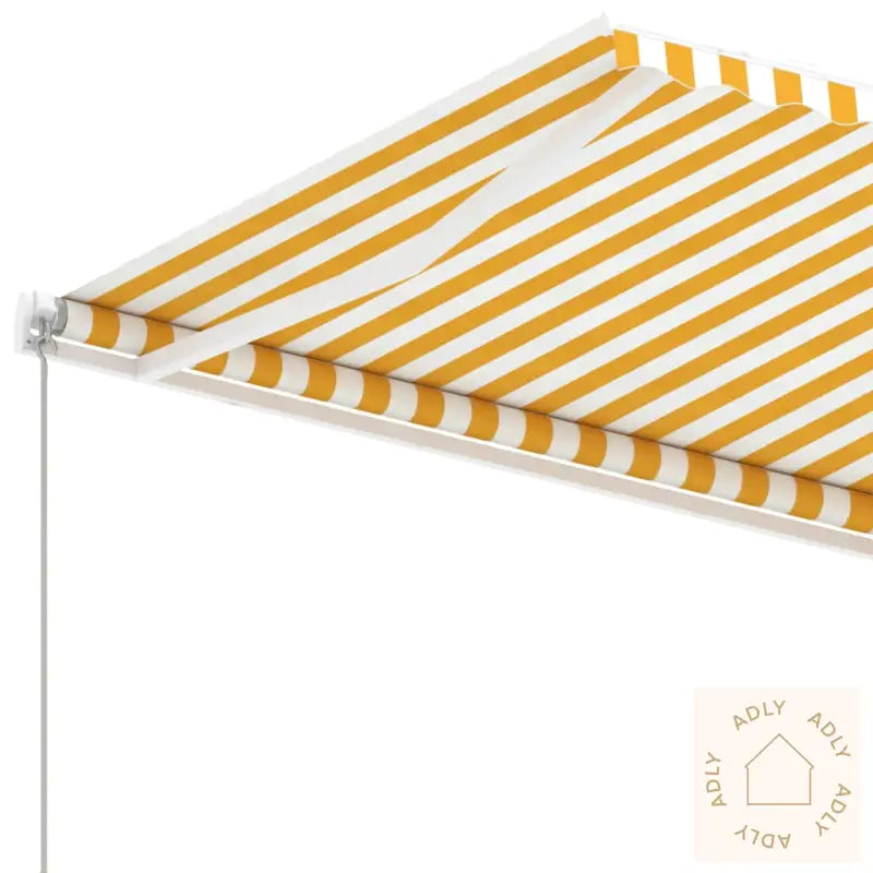 Frittstående Manuell Uttrekkbar Markise 450X300 Cm Gul/Hvit