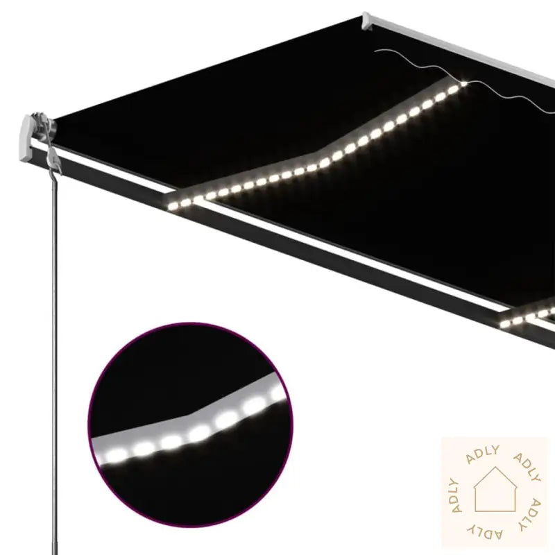Manuell Uttrekkbar Markise Med Led 450X350 Cm Antrasitt