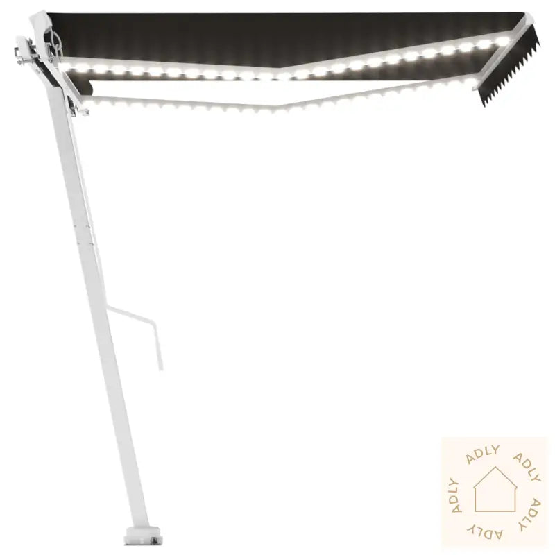 Manuell Uttrekkbar Markise Med Led 350X250 Cm Antrasitt