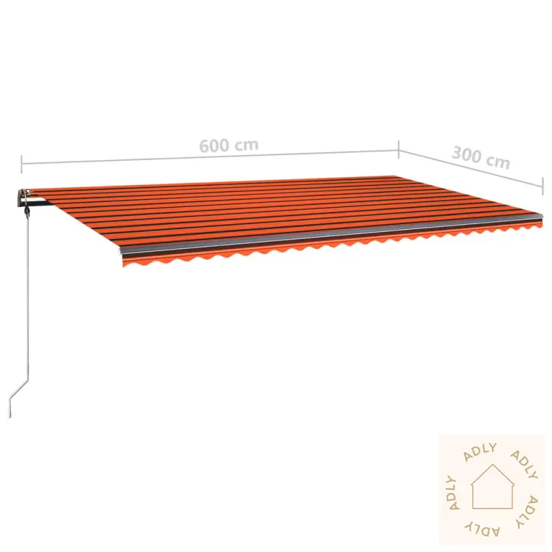 Frittstående Manuell Uttrekkbar Markise 600X300 Cm Oransje/Brun