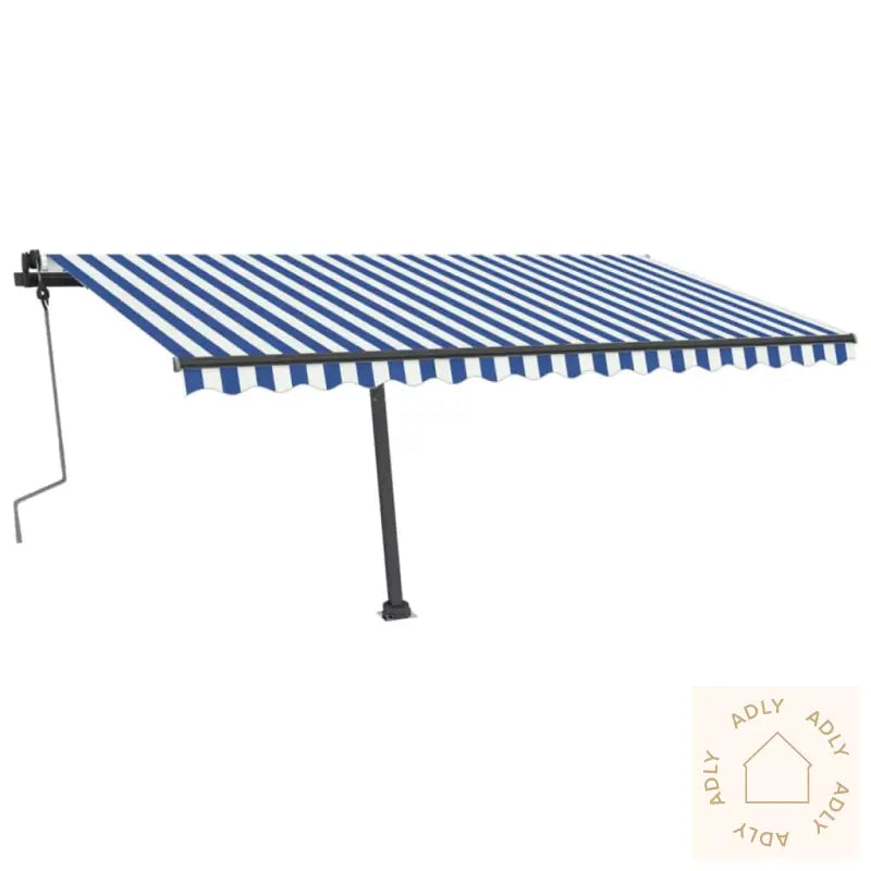 Frittstående Manuell Uttrekkbar Markise 400X300 Cm Blå/Hvit