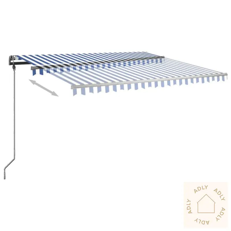 Frittstående Manuell Uttrekkbar Markise 400X300 Cm Blå/Hvit