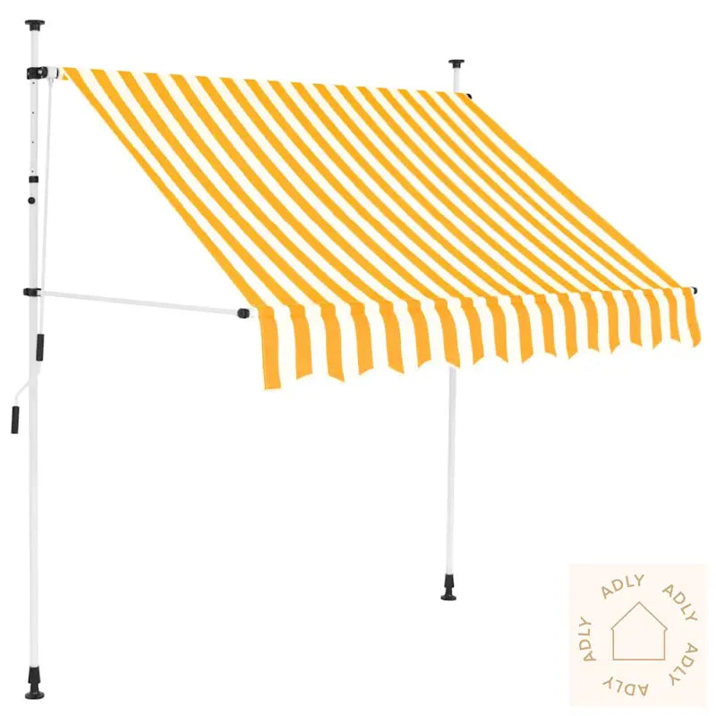 Manuell Uttrekkbar Markise 150 Cm Oransje Og Hvite Striper