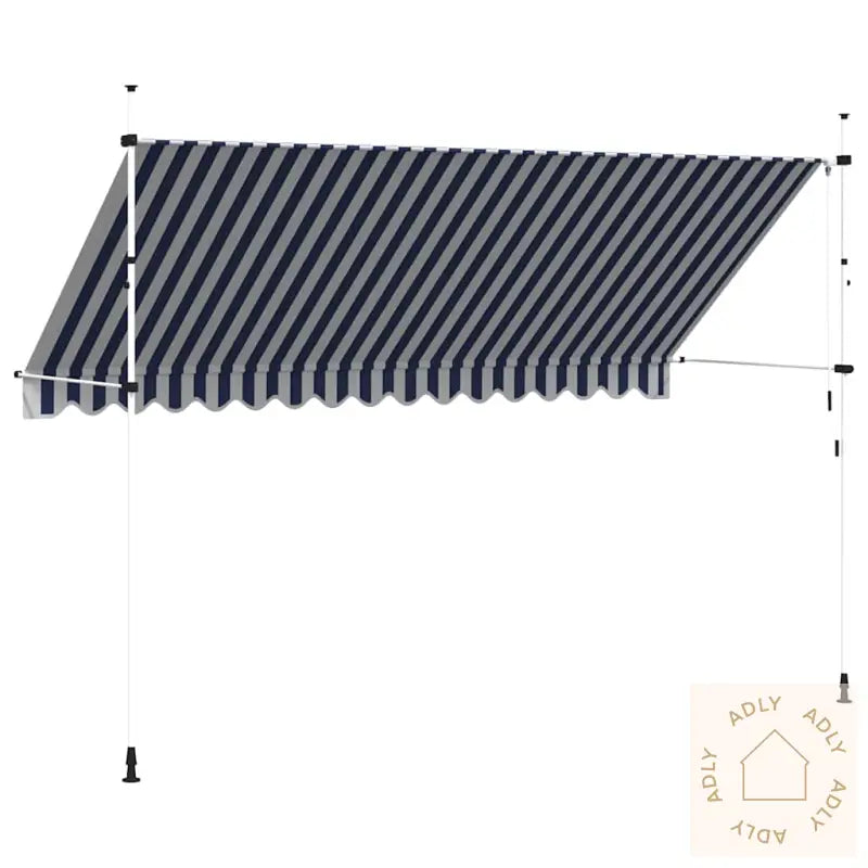 Manuell Uttrekkbar Markise 400 Cm Blå Og Hvite Striper