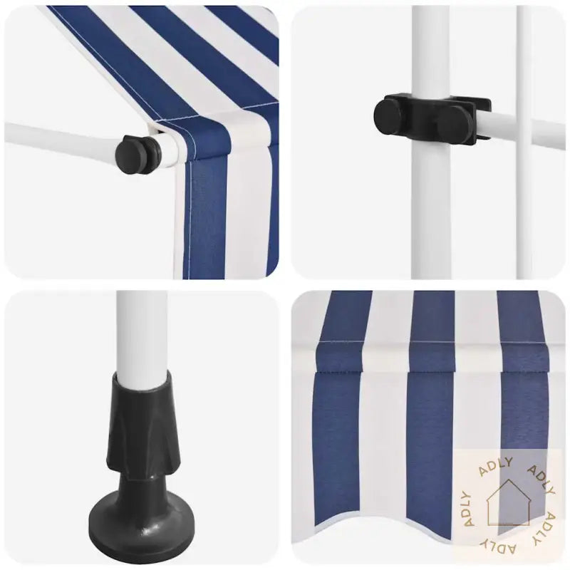 Manuell Uttrekkbar Markise 400 Cm Blå Og Hvite Striper