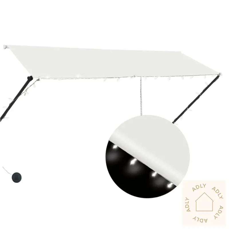 Uttrekkbar Markise Med Led 300X150 Cm Kremhvit