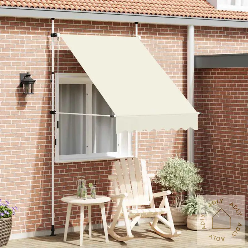 Manuell Uttrekkbar Markise 150 Cm Kremhvit