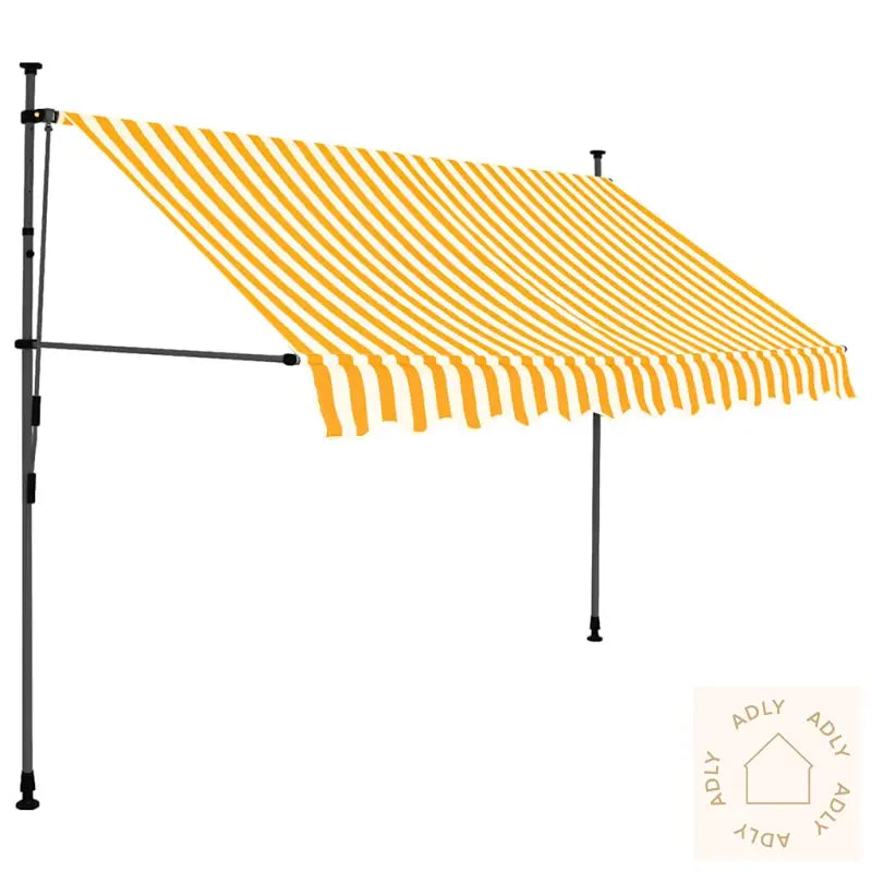 Manuell Uttrekkbar Markise Med Led 300 Cm Hvit Og Oransje