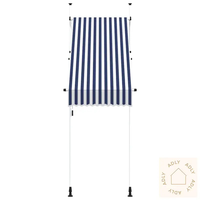 Manuell Uttrekkbar Markise 100 Cm Blå Og Hvite Striper