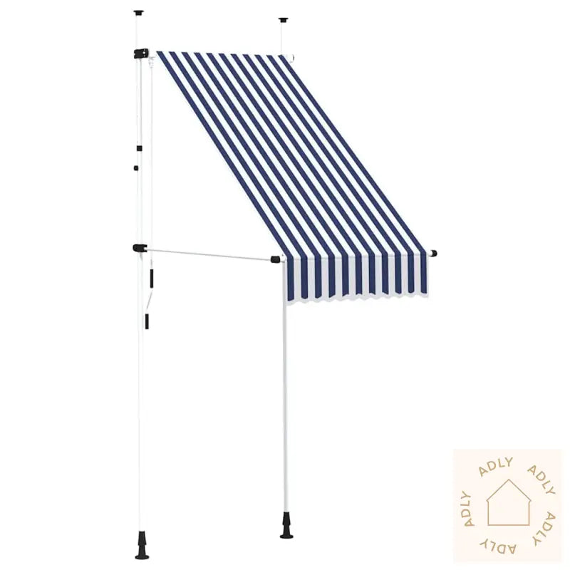 Manuell Uttrekkbar Markise 100 Cm Blå Og Hvite Striper