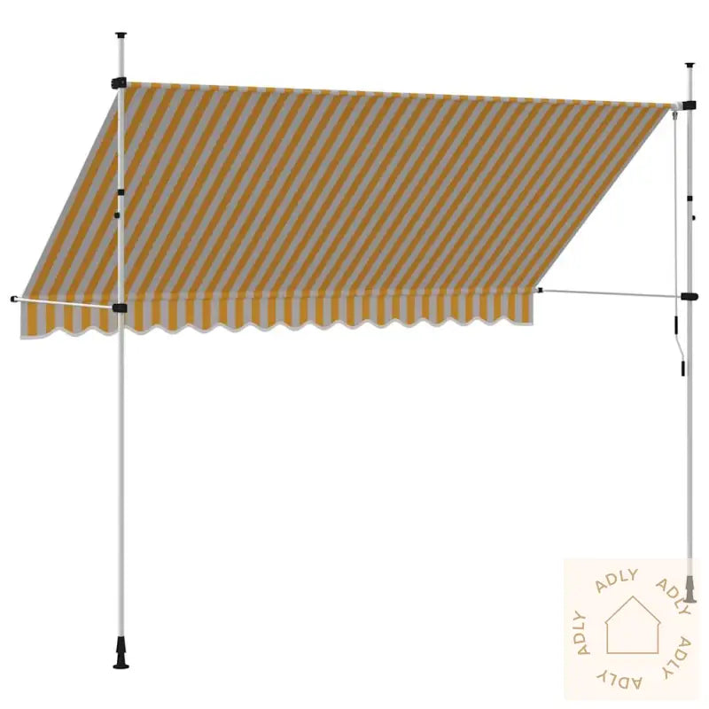 Manuell Uttrekkbar Markise 350 Cm Oransje Og Hvite Striper