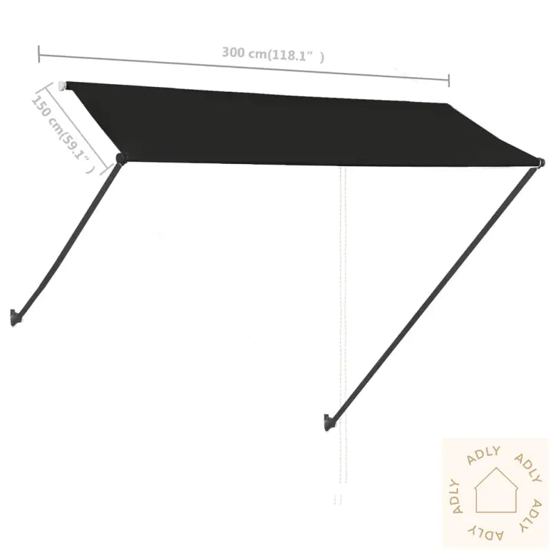 Uttrekkbar Markise Med Led 300X150 Cm Antrasitt