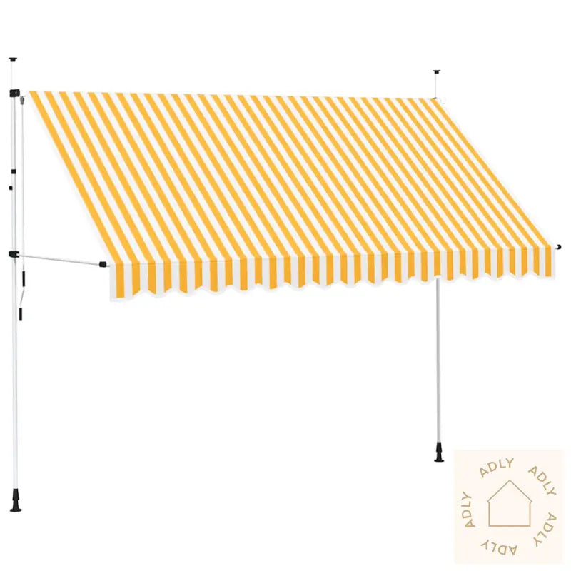 Manuell Uttrekkbar Markise 350 Cm Oransje Og Hvite Striper