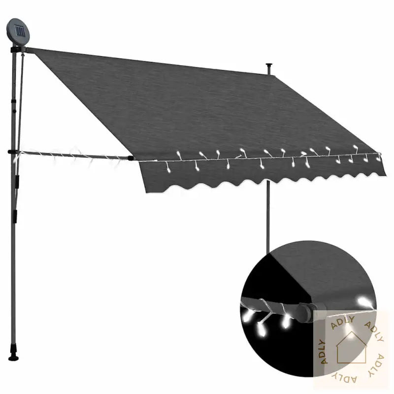 Manuell Uttrekkbar Markise Med Led 250 Cm Antrasitt