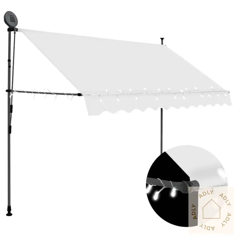 Manuell Uttrekkbar Markise Med Led 250 Cm Kremhvit