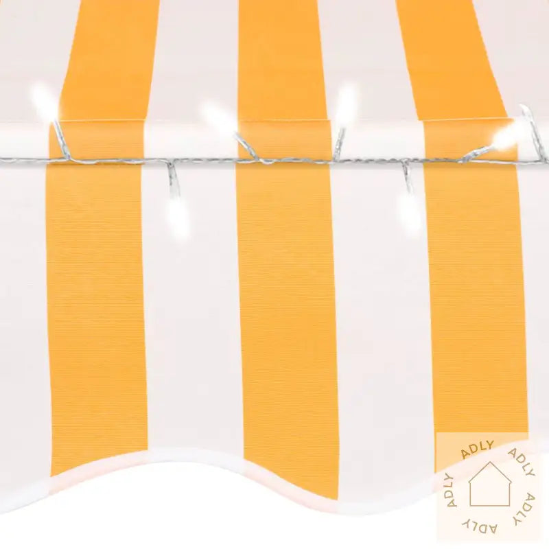 Manuell Uttrekkbar Markise Med Led 250 Cm Hvit Og Oransje