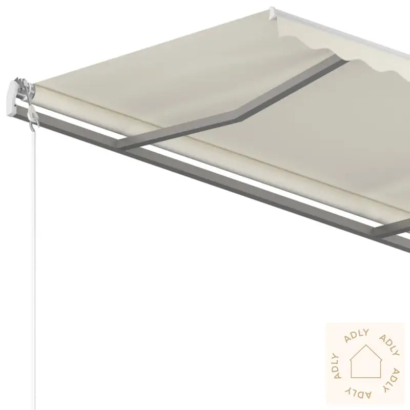 Manuell Uttrekkbar Markise Med Stolper 4,5X3,5 M Kremhvit