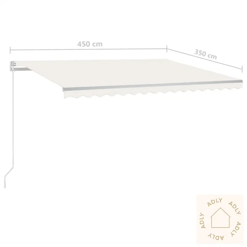 Manuell Uttrekkbar Markise Med Stolper 4,5X3,5 M Kremhvit