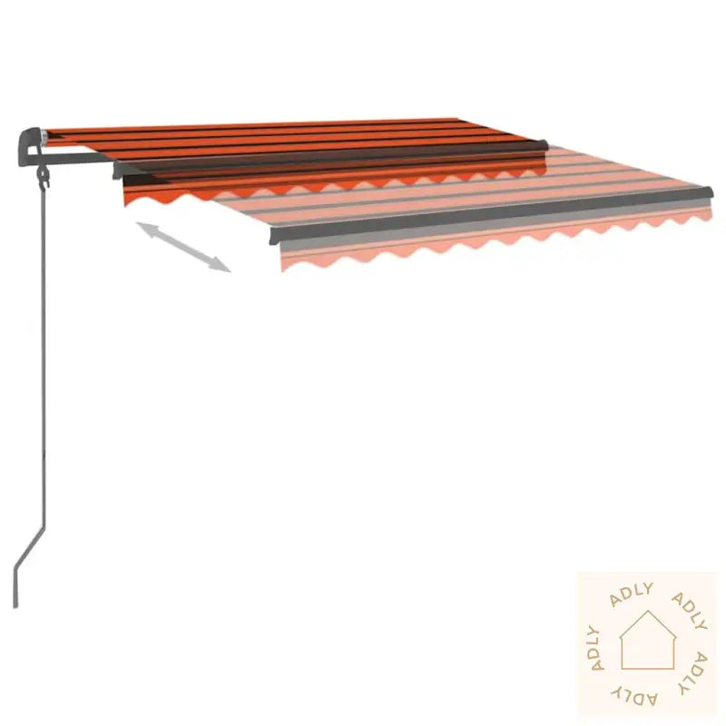 Manuell Uttrekkbar Markise Med Led 3,5X2,5 M Oransje Og Brun