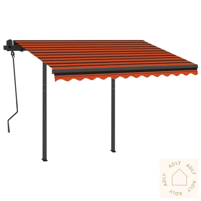 Manuell Uttrekkbar Markise Med Led 3,5X2,5 M Oransje Og Brun