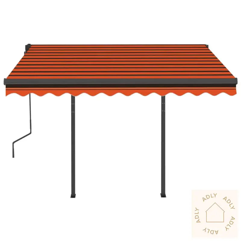 Manuell Uttrekkbar Markise Med Led 3,5X2,5 M Oransje Og Brun