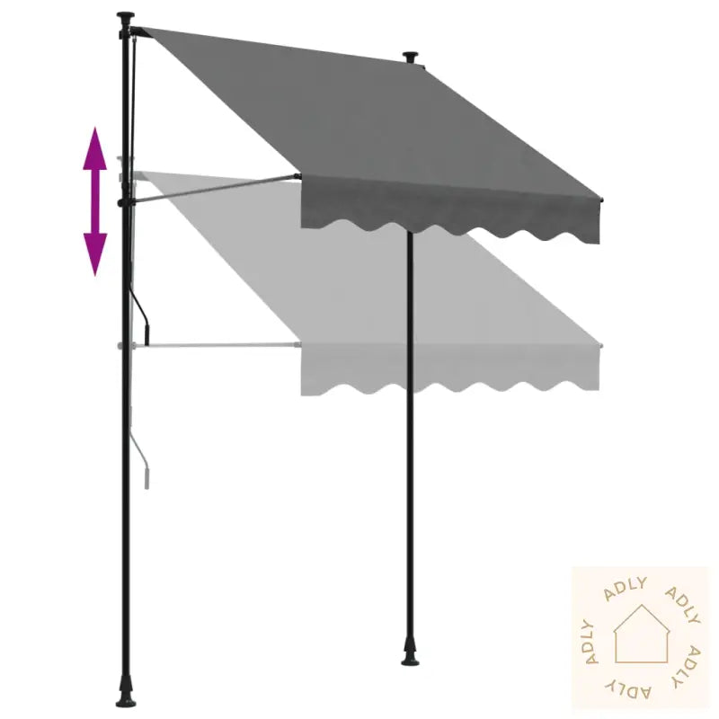 Uttrekkbar Markise Antrasitt 150X150 Cm Stoff Og Stål