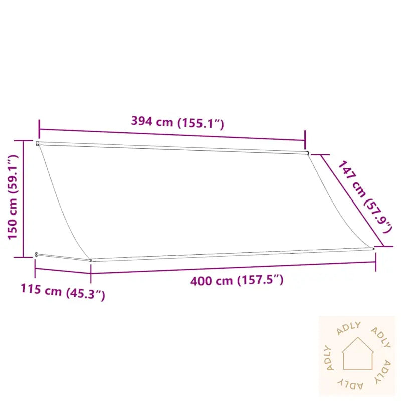 Uttrekkbar Markise Kremhvit 400X150 Cm Stoff Og Stål