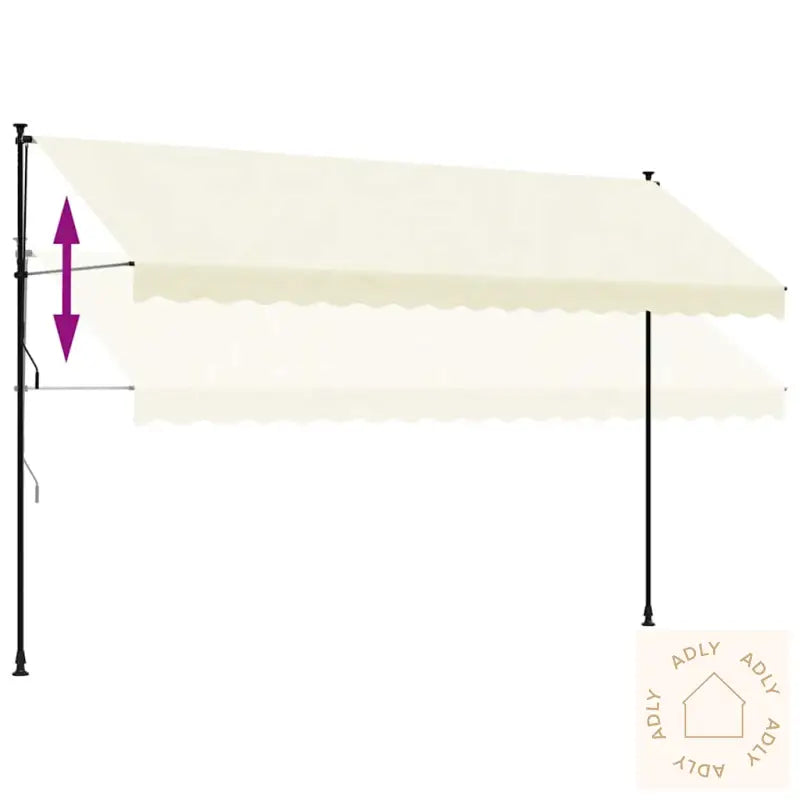 Uttrekkbar Markise Kremhvit 400X150 Cm Stoff Og Stål