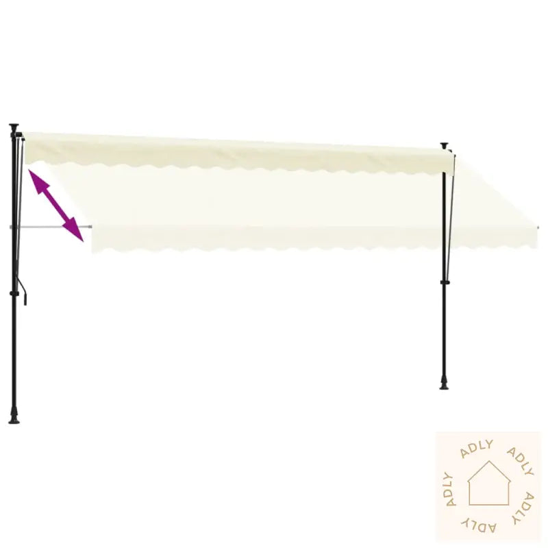 Uttrekkbar Markise Kremhvit 400X150 Cm Stoff Og Stål