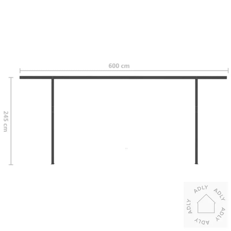Manuell Uttrekkbar Markise Med Stolper 6X3 M Oransje Og Brun