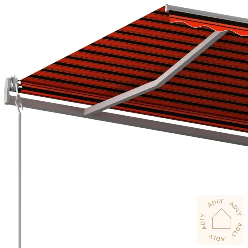 Manuell Uttrekkbar Markise Med Stolper 6X3 M Oransje Og Brun