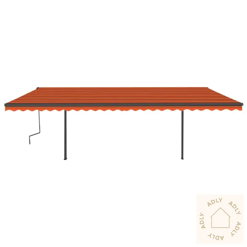 Manuell Uttrekkbar Markise Med Stolper 6X3 M Oransje Og Brun