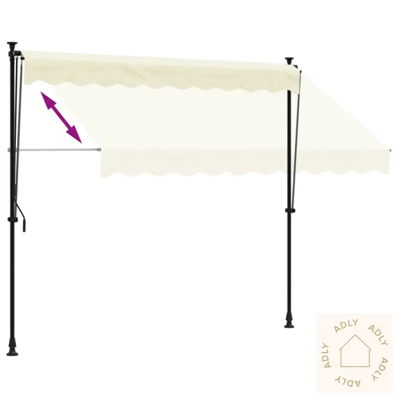 Uttrekkbar Markise Kremhvit 250X150 Cm Stoff Og Stål
