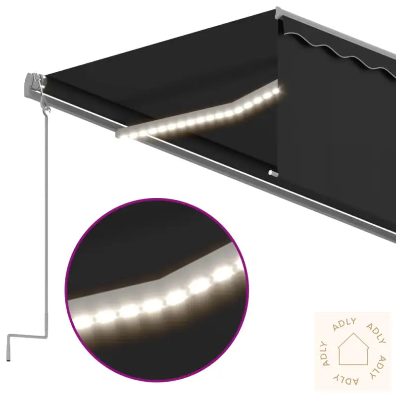 Manuell Uttrekkbar Markise Med Rullegardin Led 6X3 M Antrasitt