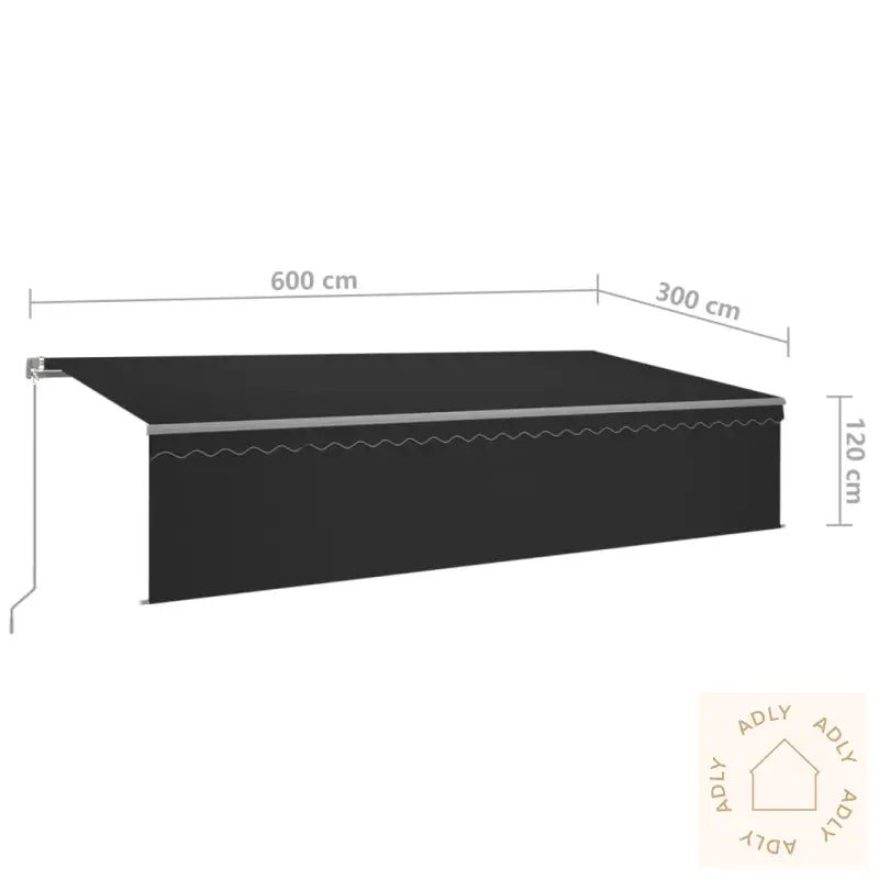Manuell Uttrekkbar Markise Med Rullegardin Led 6X3 M Antrasitt
