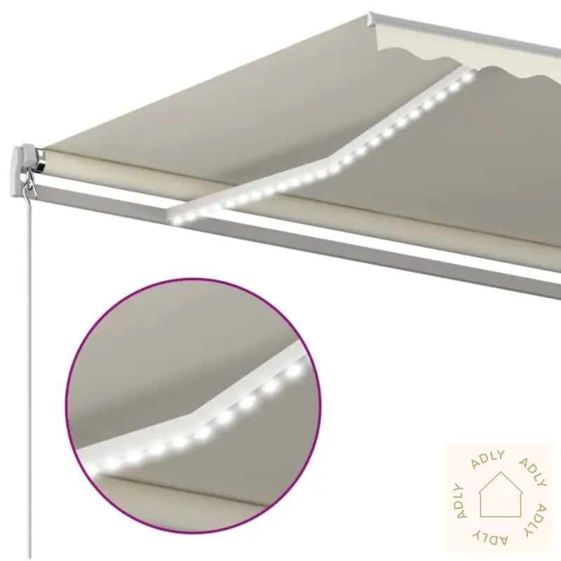 Manuell Uttrekkbar Markise Med Led 500X350 Cm Kremhvit