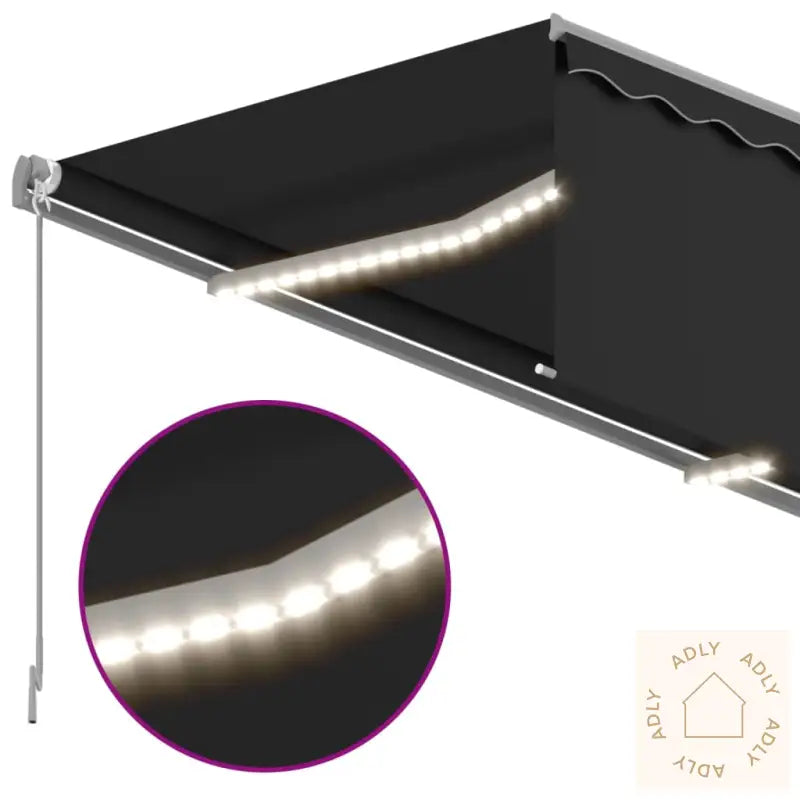 Manuell Uttrekkbar Markise Rullegardin Led 3X2,5 M Antrasitt