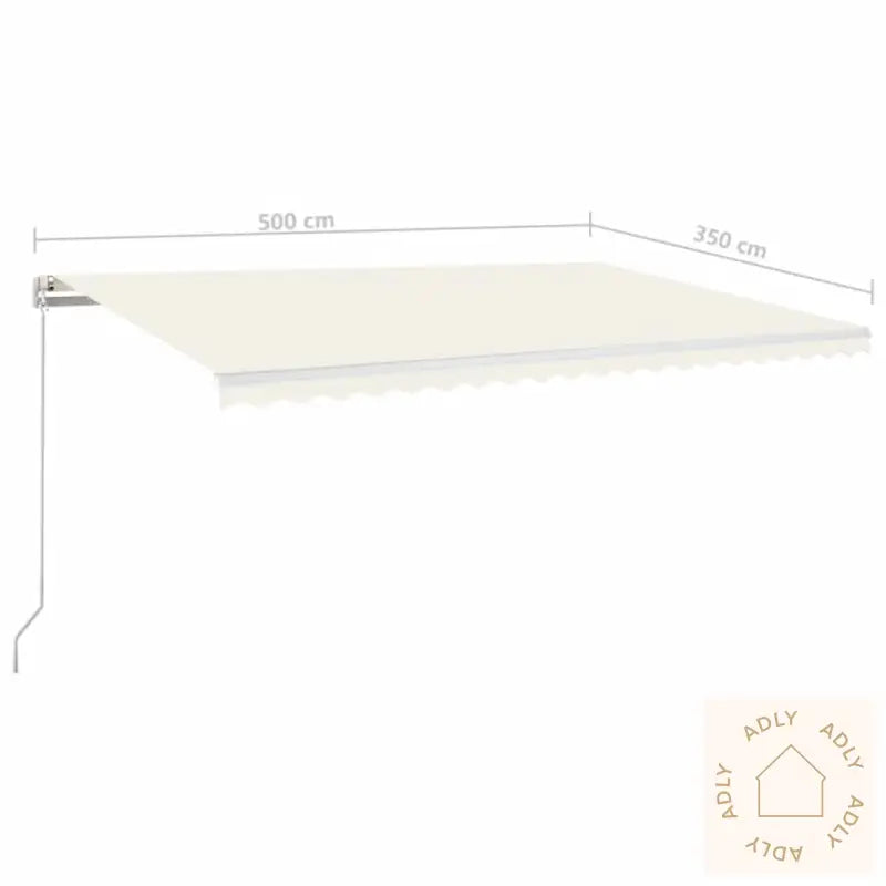 Manuell Uttrekkbar Markise Med Led 500X350 Cm Kremhvit