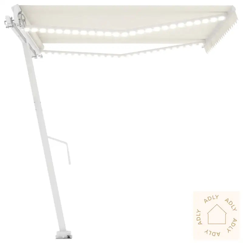 Manuell Uttrekkbar Markise Med Led 450X350 Cm Kremhvit