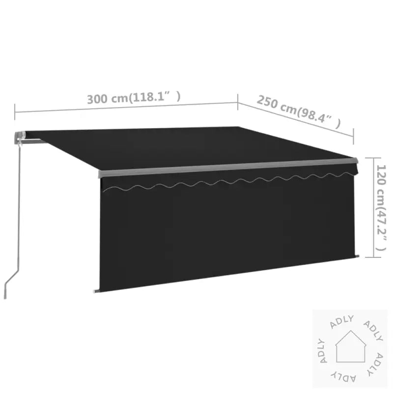 Manuell Uttrekkbar Markise Rullegardin Led 3X2,5 M Antrasitt