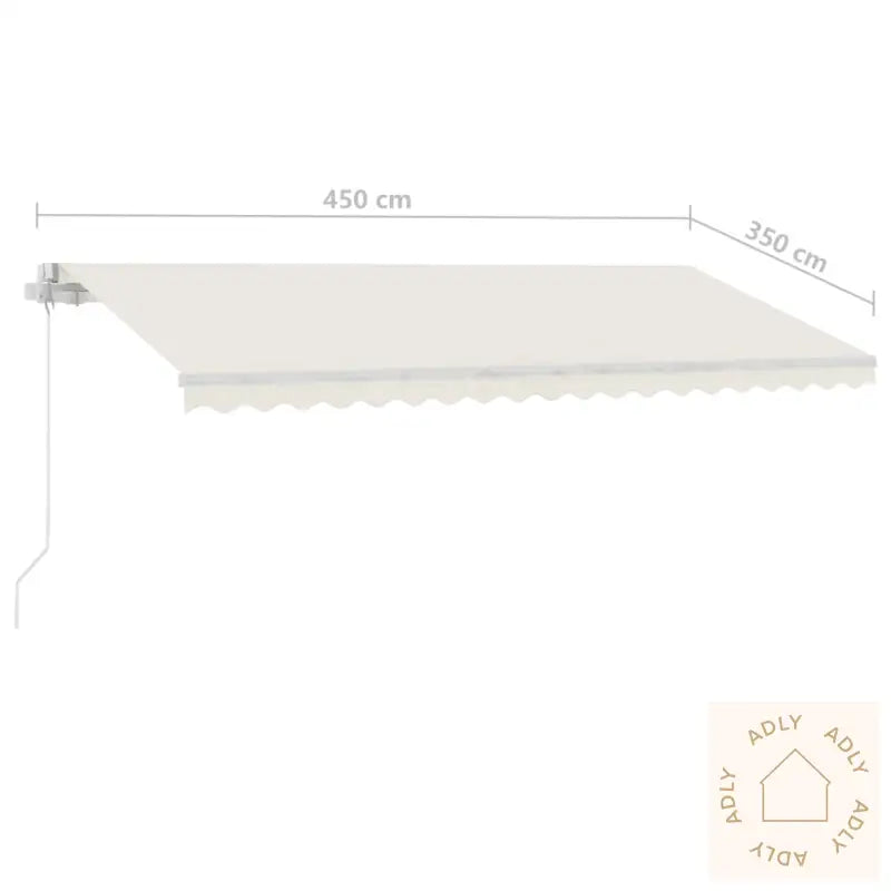 Manuell Uttrekkbar Markise Med Led 450X350 Cm Kremhvit