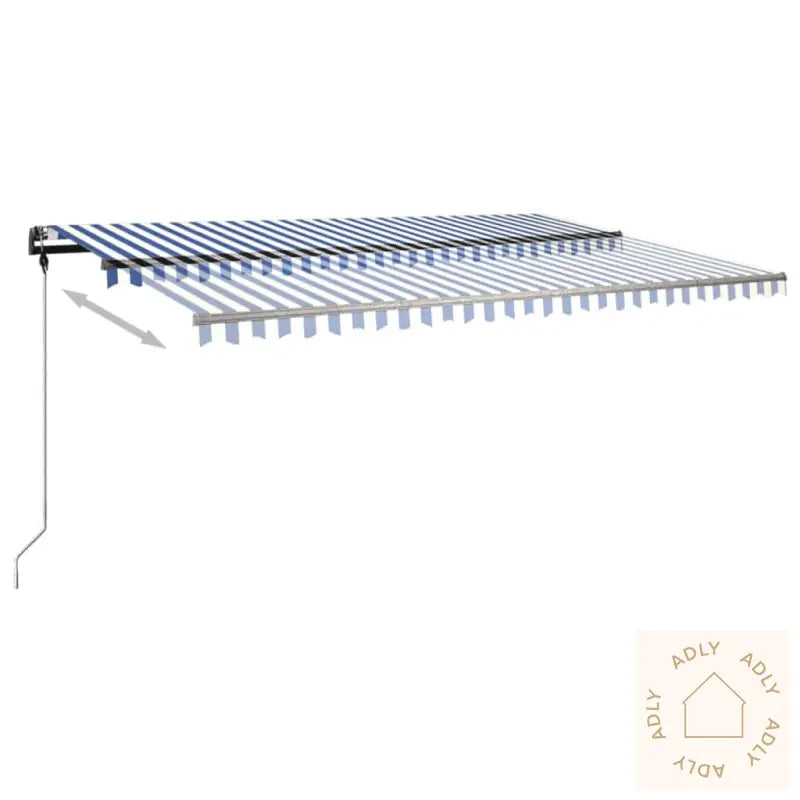 Frittstående Manuell Uttrekkbar Markise 500X350 Cm Blå/Hvit