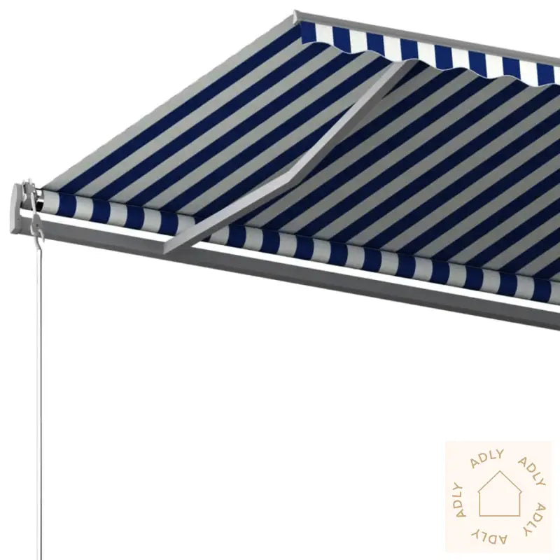 Frittstående Manuell Uttrekkbar Markise 500X350 Cm Blå/Hvit