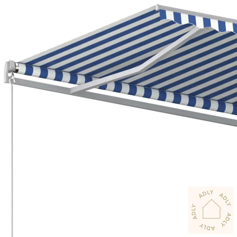 Manuell Uttrekkbar Markise 400X350 Cm Blå Og Hvit