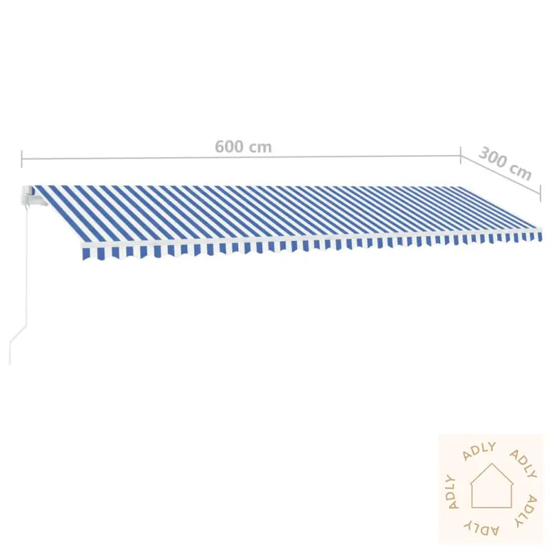 Frittstående Manuell Uttrekkbar Markise 600X300 Cm Blå Og Hvit