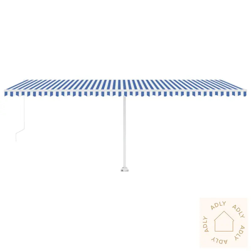 Frittstående Manuell Uttrekkbar Markise 600X300 Cm Blå Og Hvit