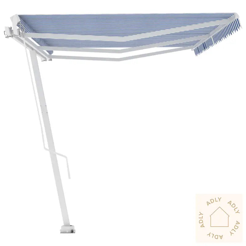 Frittstående Manuell Uttrekkbar Markise 600X300 Cm Blå Og Hvit