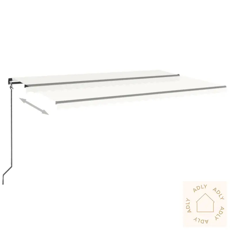 Manuell Uttrekkbar Markise Med Led 500X350 Cm Kremhvit