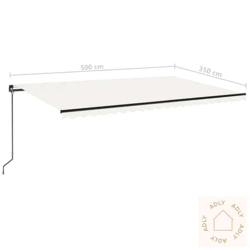 Manuell Uttrekkbar Markise Med Led 500X350 Cm Kremhvit
